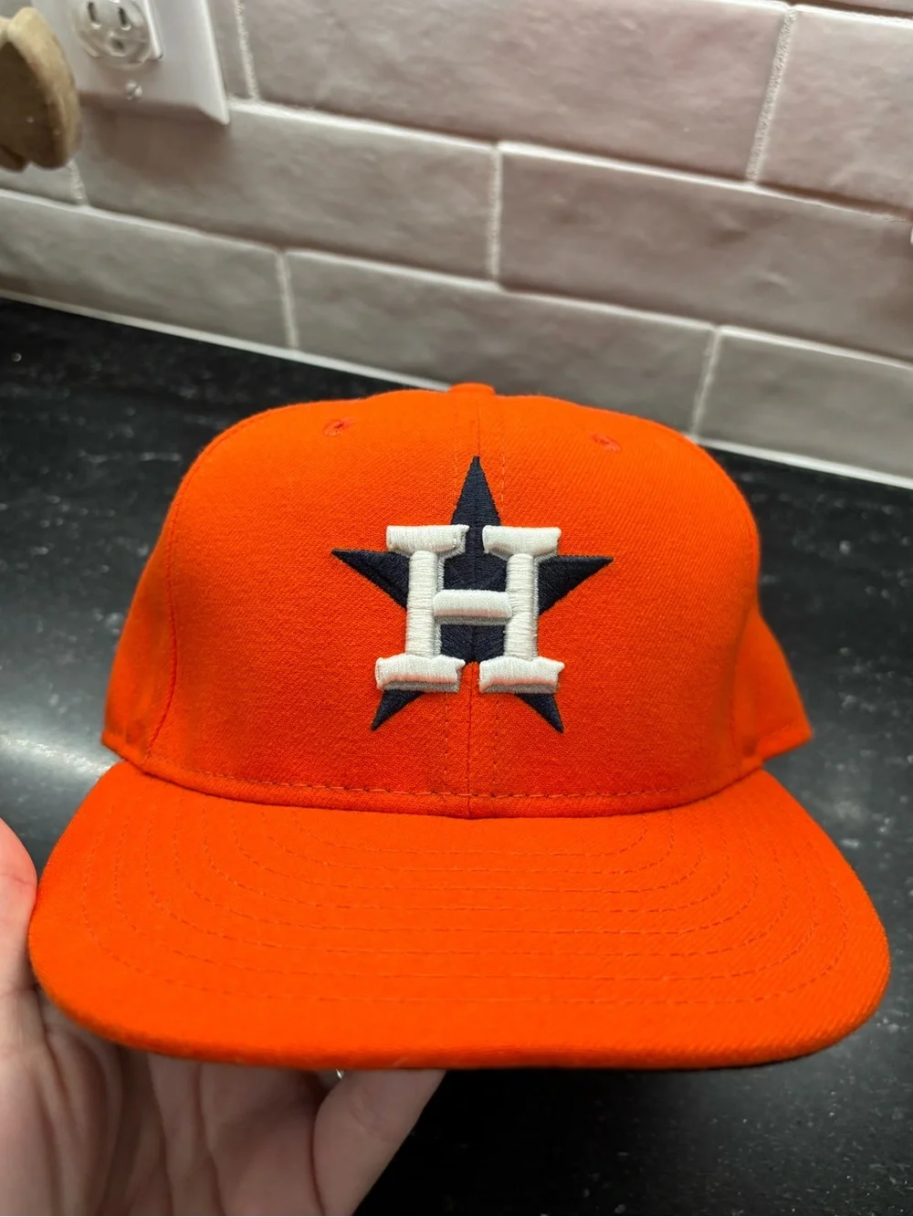 New Era 59FIFTY Houston Astros Size 7 1/8 Orange Fitted MLB On-Field Hat Basebal